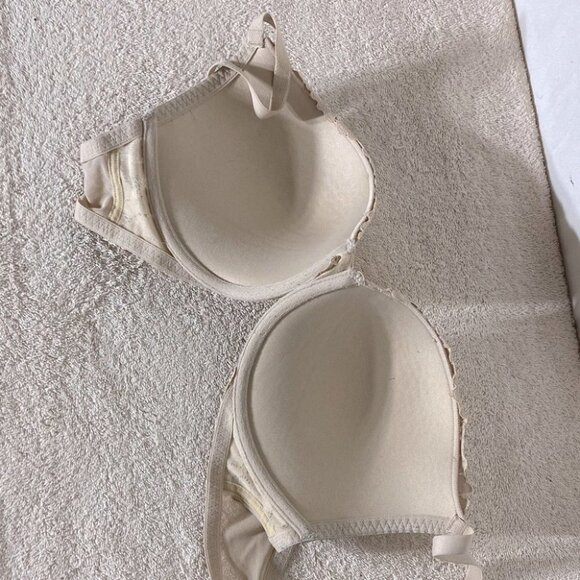 LA Senza Beige Lace Obsession Deep Plunge Bra 34E (34DD) - Picture 5 of 10
